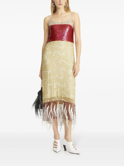 Crystal-Embroidered Slip Dress