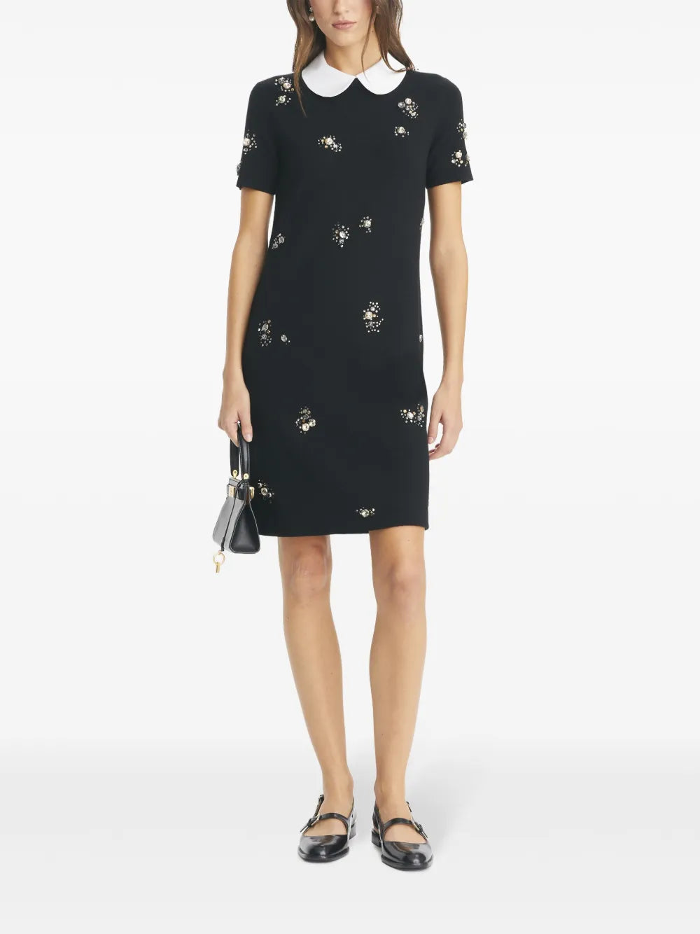 Rhinestone-Embellished Sweater Dress