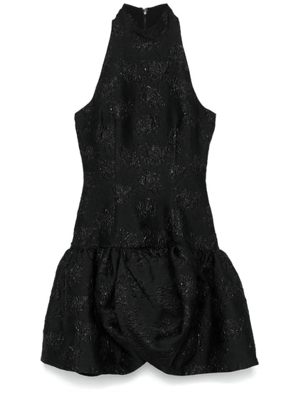 Jacquard Draped Mini Dress