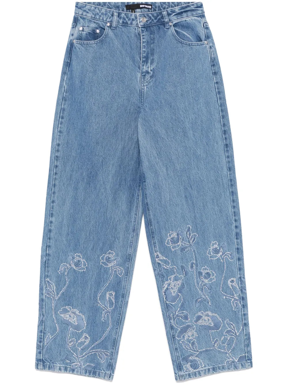 Rhinestoned Wide-Leg Jeans