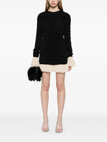 Ruched Long-Sleeve Mini Dress