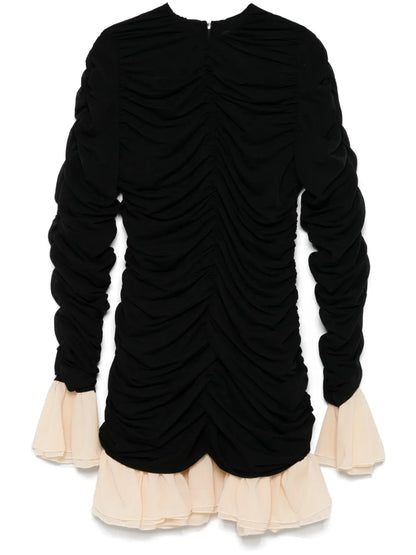 Ruched Long-Sleeve Mini Dress