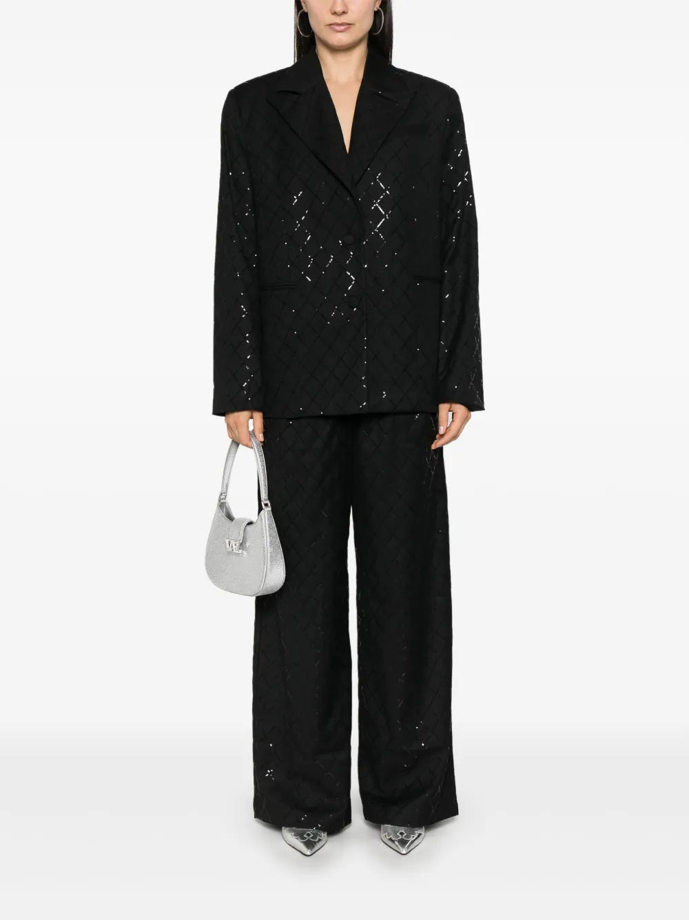 Sequinned Wide-Leg Trousers