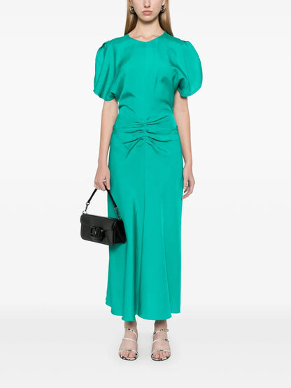 Gathered-Detail Midi Dress