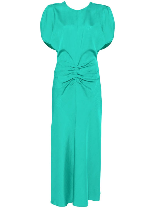 Gathered-Detail Midi Dress