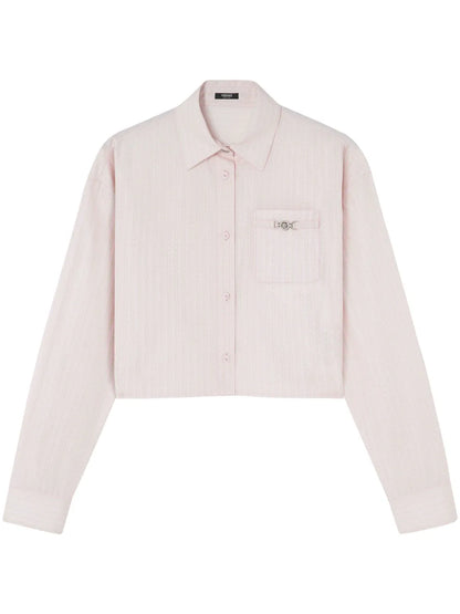 Pinstripe Chain Cropped Shirt