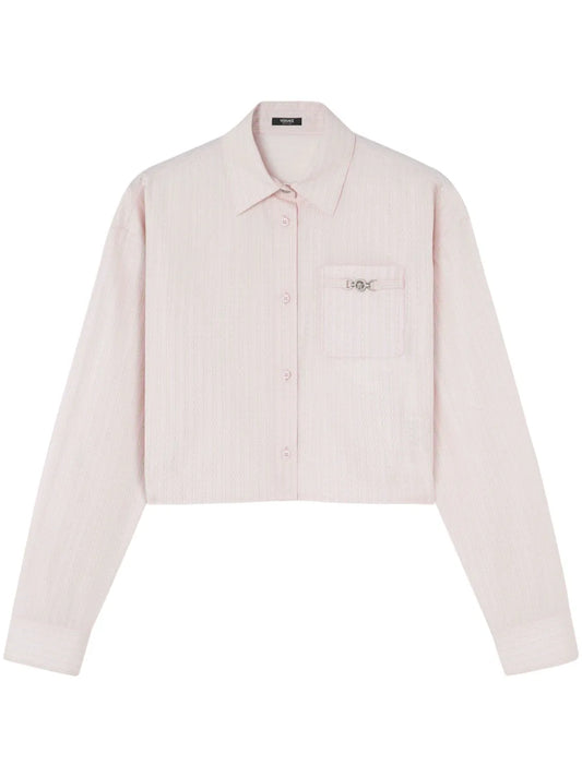 Pinstripe Chain Cropped Shirt