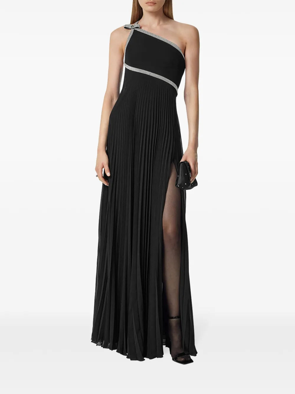 One-Shoulder Crystal-Embellished Gown