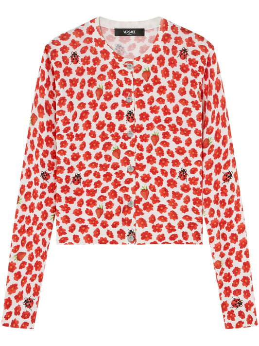 Strawberry Garden Silk Cardigan
