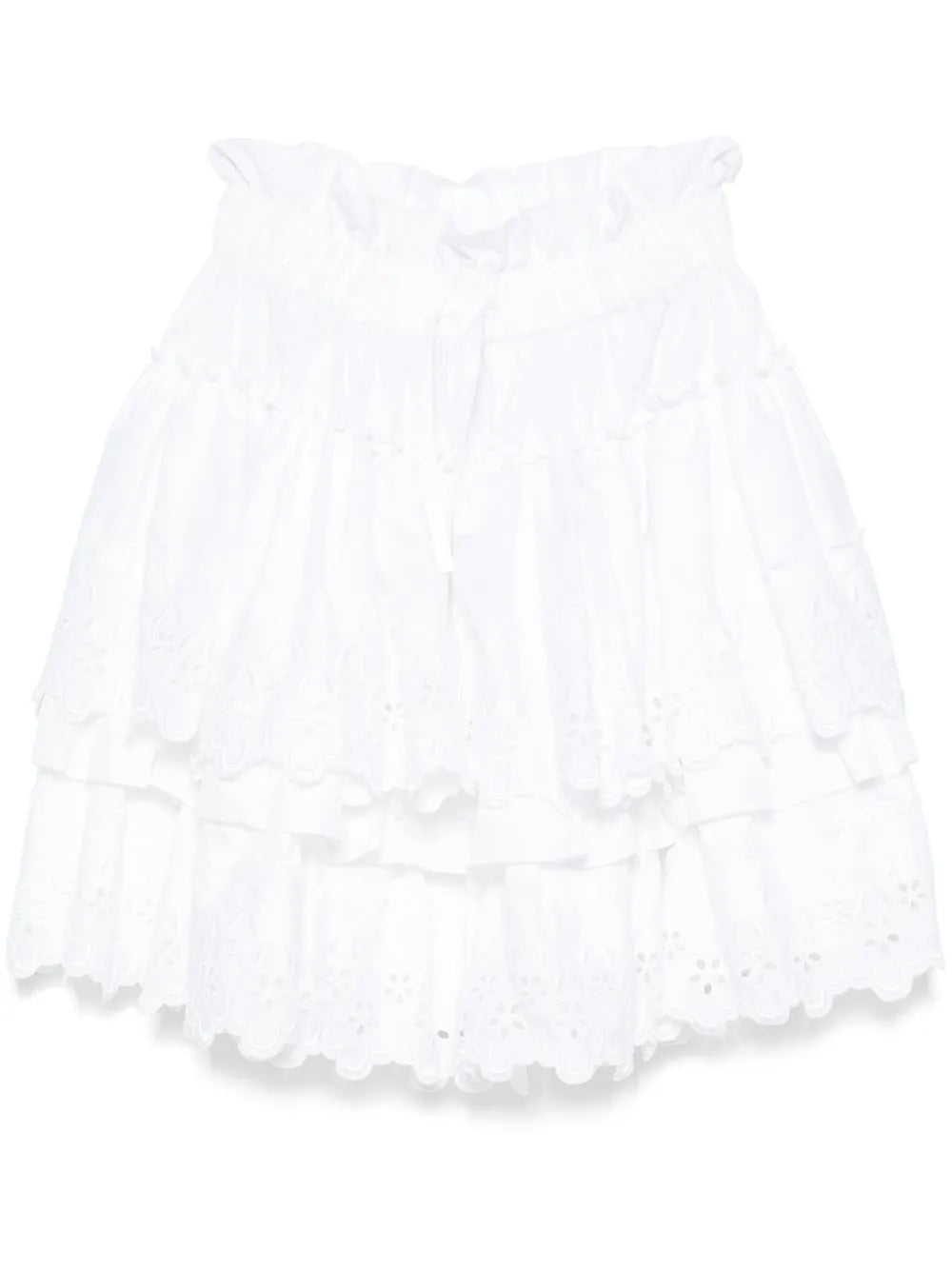 Broderie-Anglaise Tiered Mini Skirt