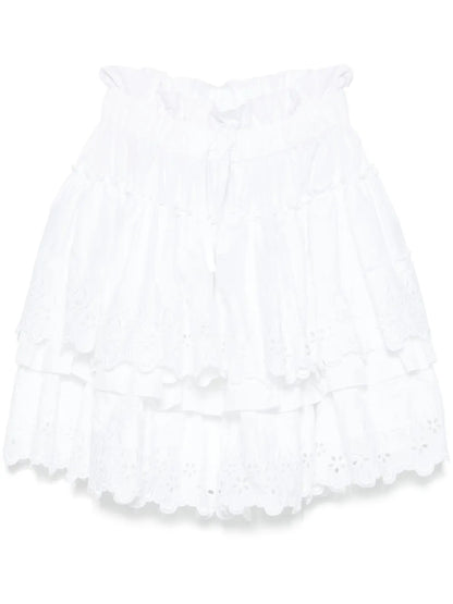 Broderie-Anglaise Tiered Mini Skirt