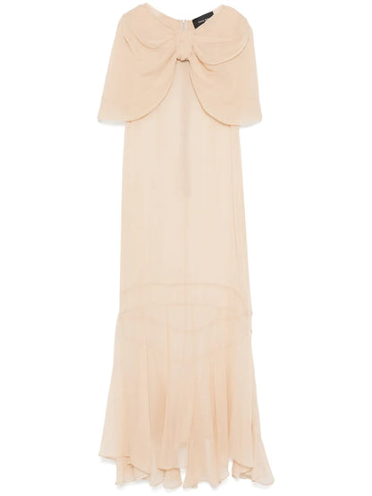 Sheer Bow-Detailed Midi Dress