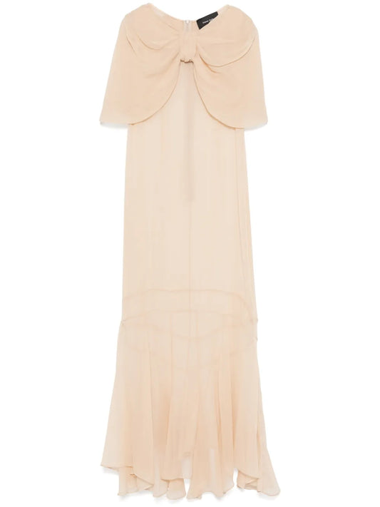 Sheer Bow-Detailed Midi Dress