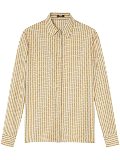 Pinstripe Chain Silk Shirt