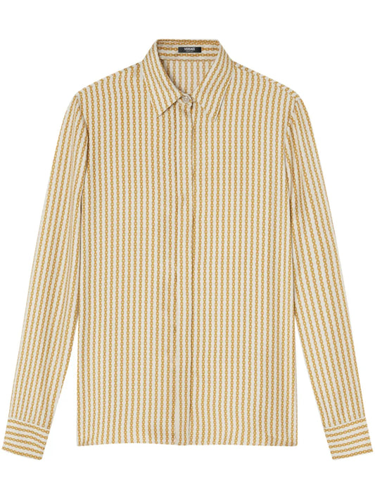 Pinstripe Chain Silk Shirt