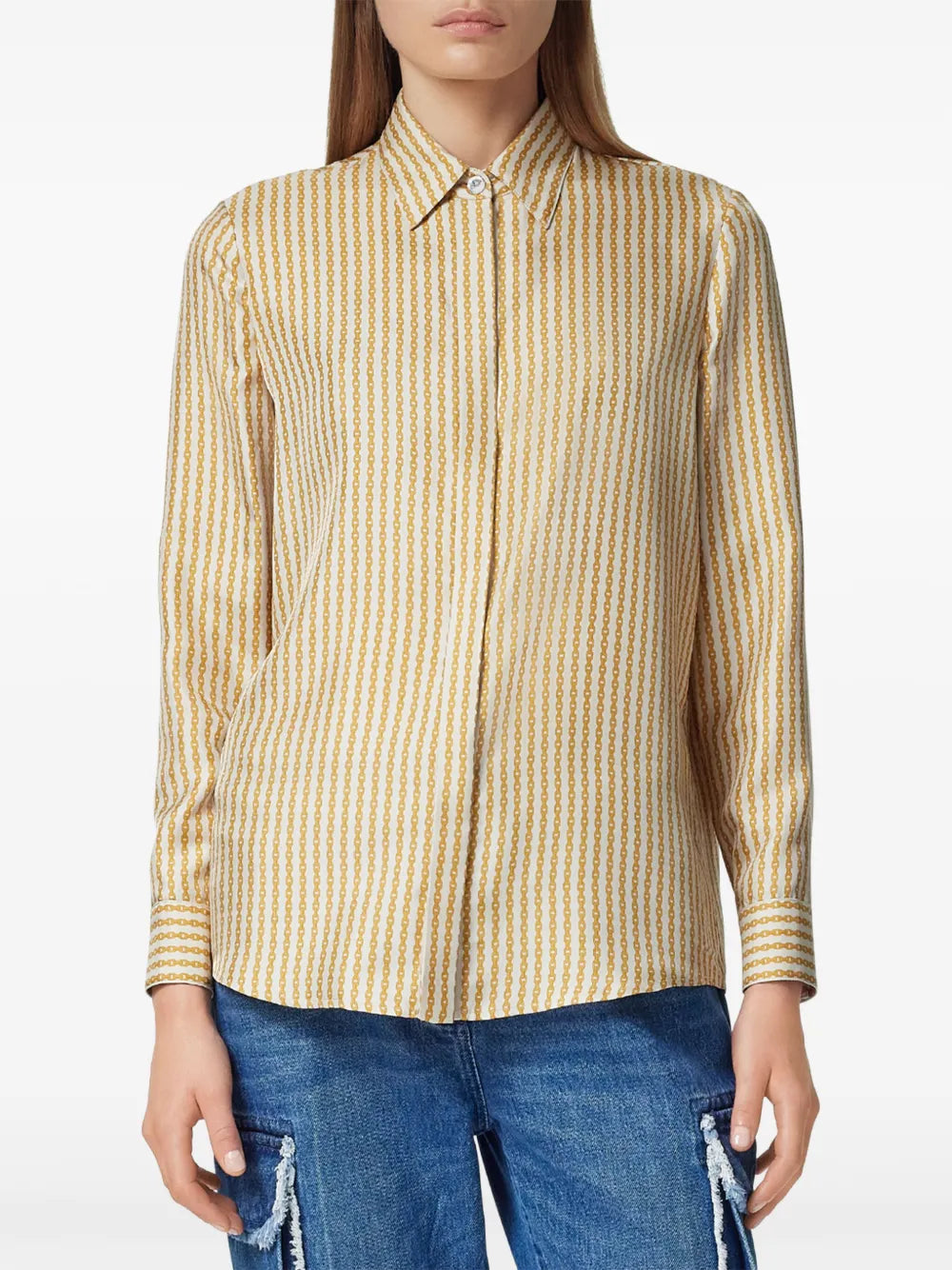 Pinstripe Chain Silk Shirt