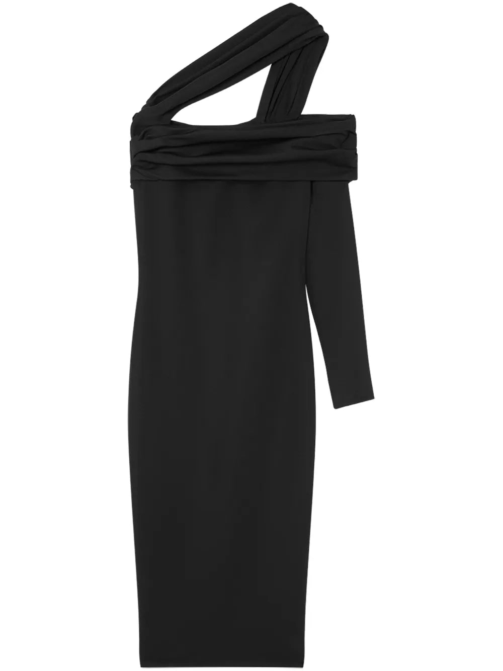 One-Shoulder Gathered Midi Dress