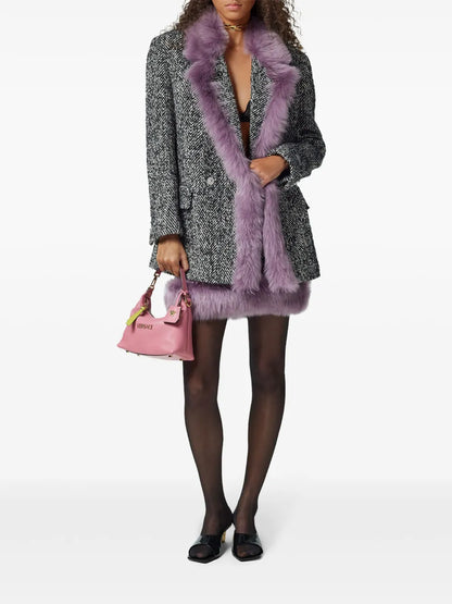 Shearling-Trim Chevron Pea Coat