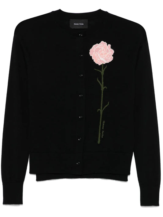 Carnation-Jacquard Cardigan