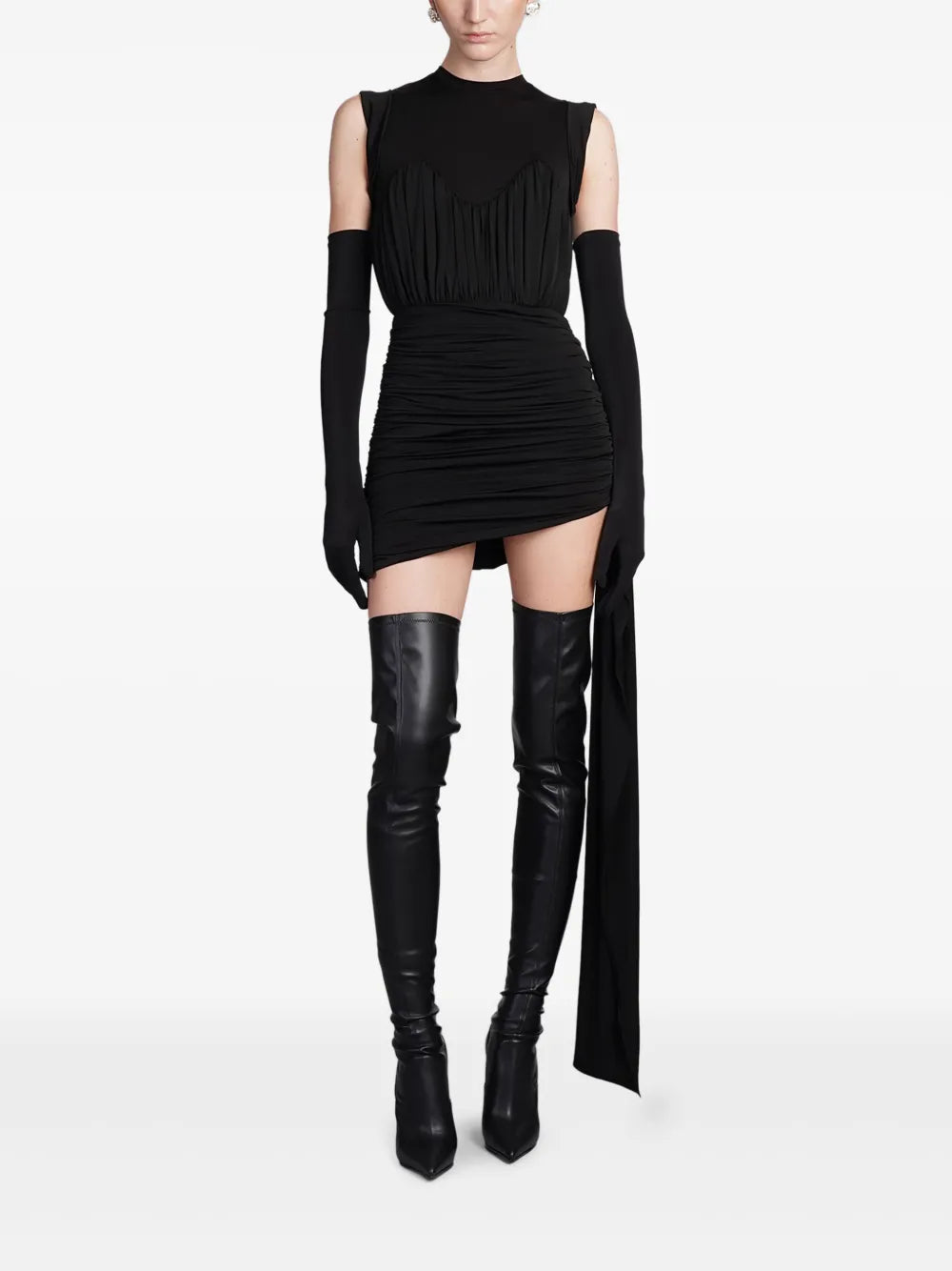 Draped-Detail Mini Dress