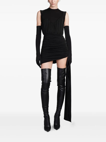 Draped-Detail Mini Dress