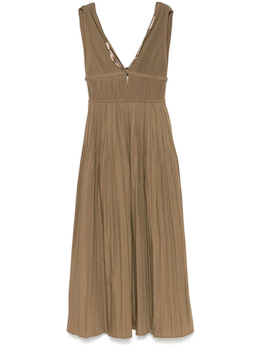 Plissé Midi Dress