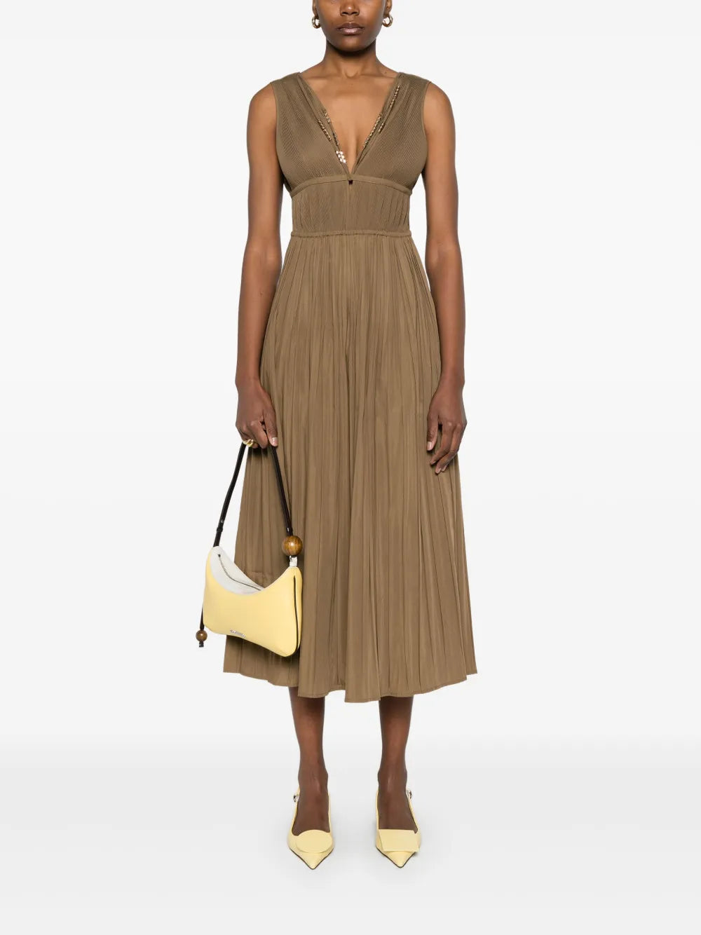 Plissé Midi Dress