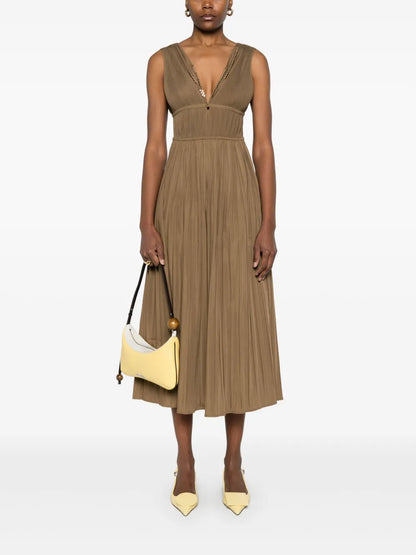 Plissé Midi Dress