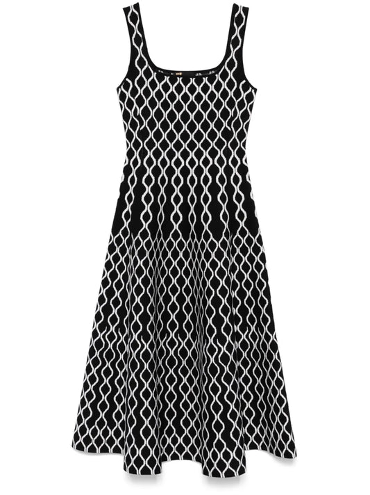Geometric-Print Midi Dress