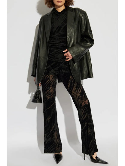 Semi-Sheer Straight Trousers