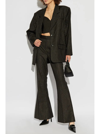Pinstriped Flared Trousers