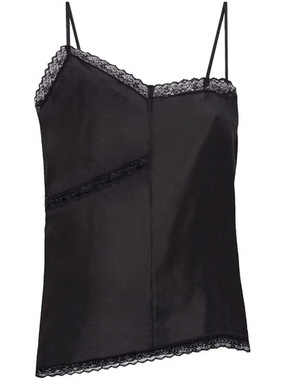 Lace-Detail Silk Top