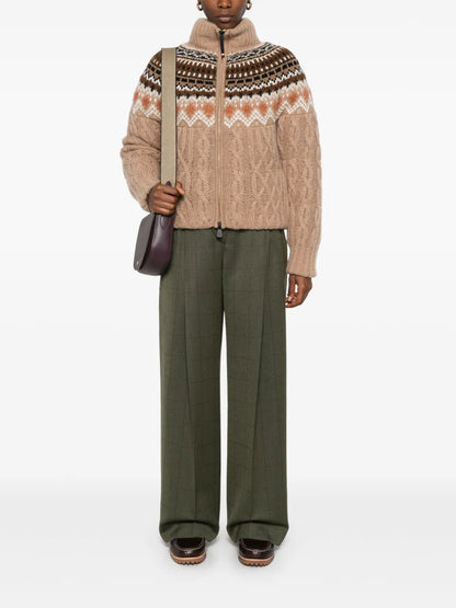 Patterned-Jacquard Puffer Jacket