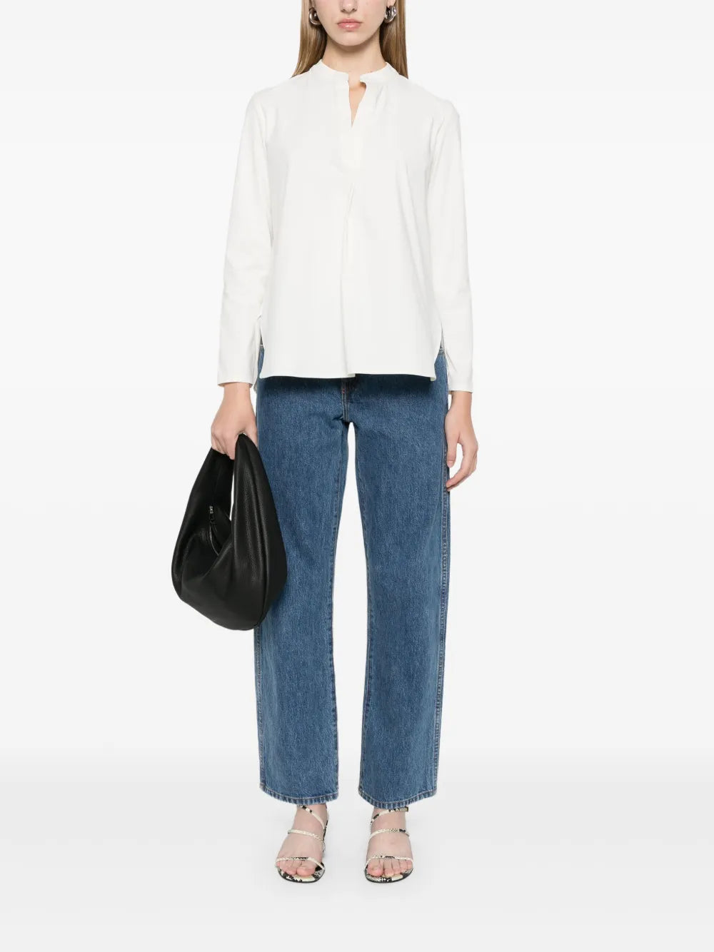 Band-Collar Blouse