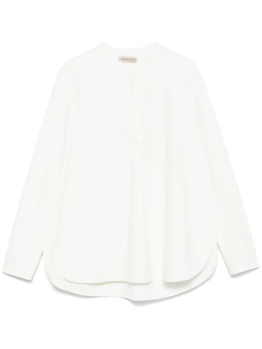 Band-Collar Blouse
