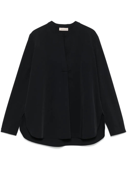 Band-Collar Blouse