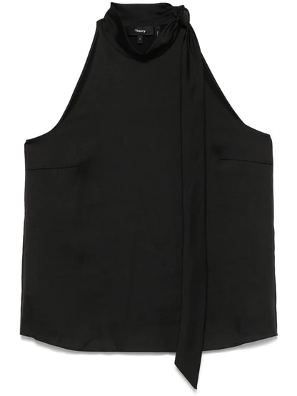 Textured-Satin Halter Top
