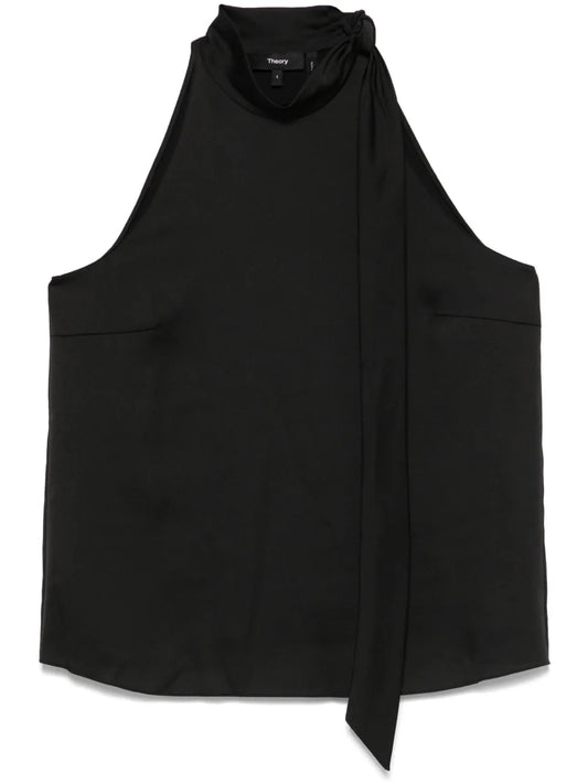Textured-Satin Halter Top