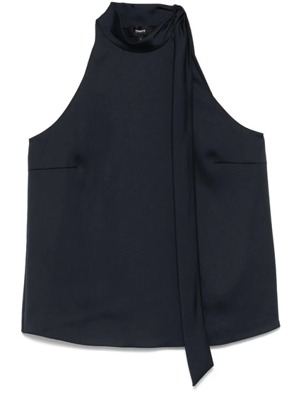 Textured-Satin Halter Top