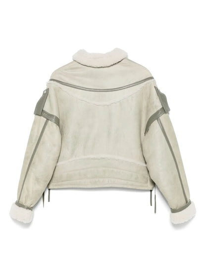 Shearling-Collar Leather Jacket
