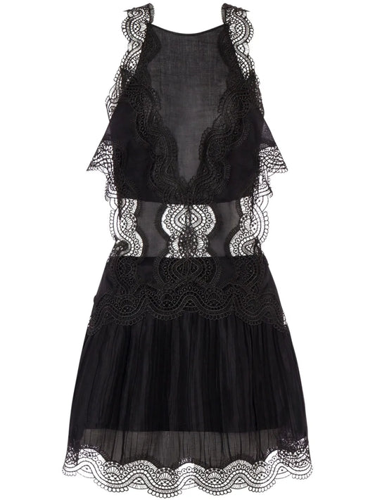 Lace-Detailed Mini Dress