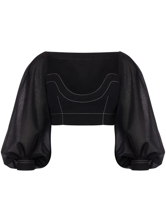 Bishop-Sleeves Crop Top