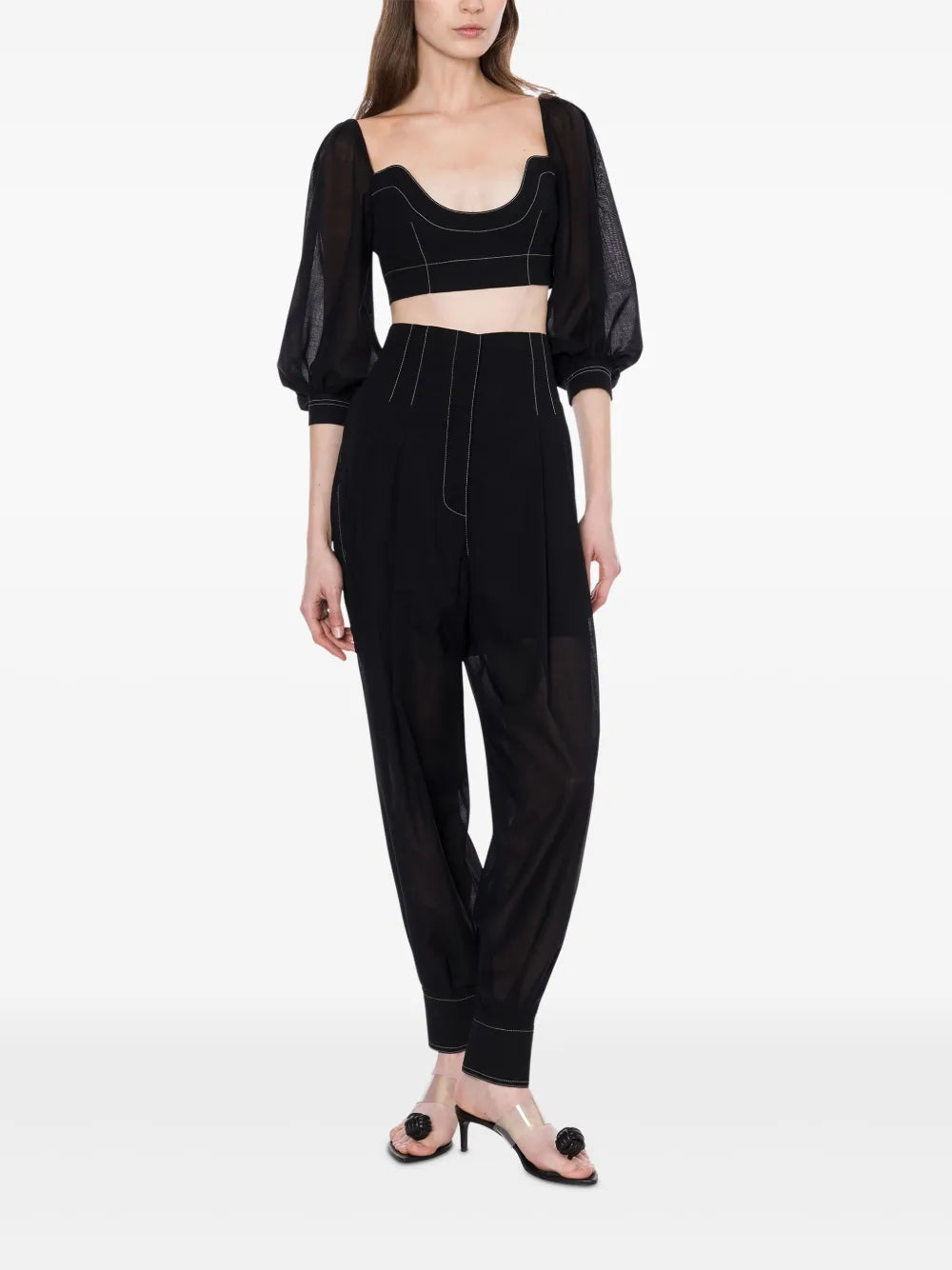 Bishop-Sleeves Crop Top