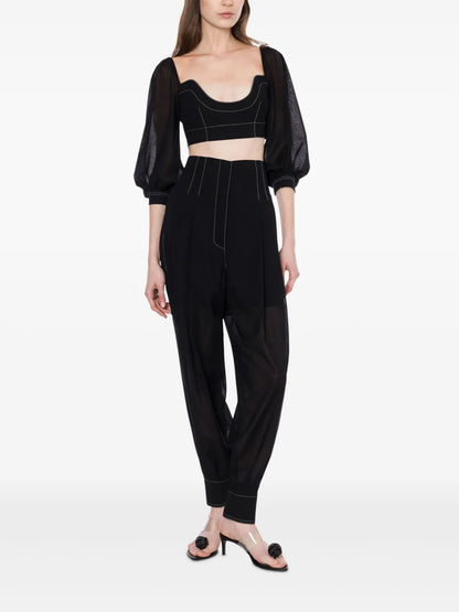 Bishop-Sleeves Crop Top