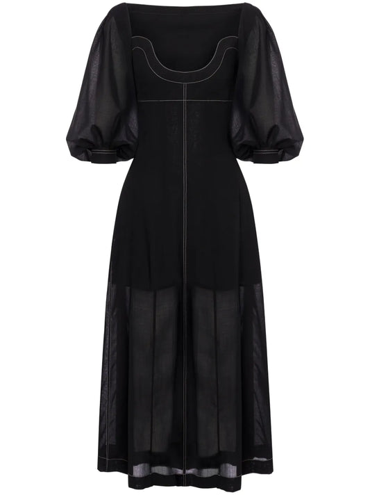 Puff-Sleeve Maxi Dress