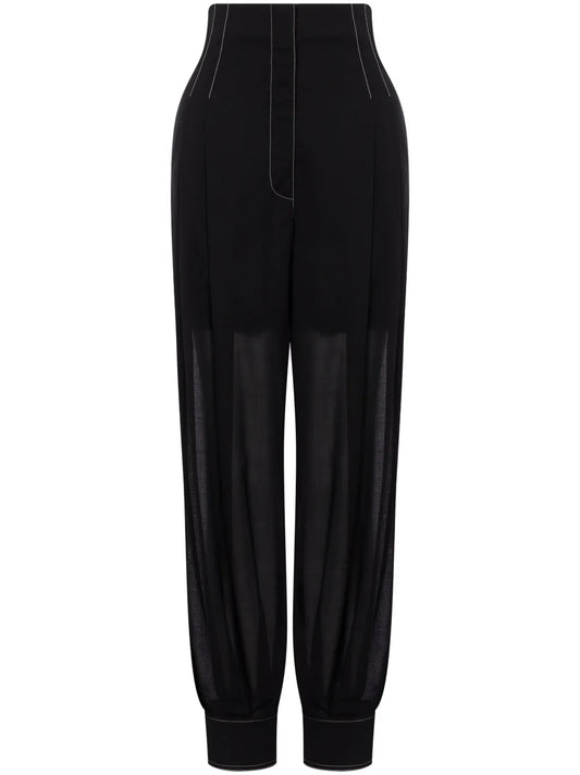 Semi-Sheer Tapered Trousers