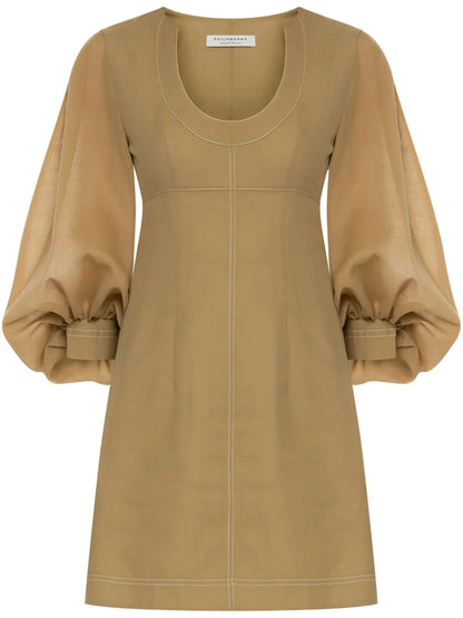 Puff-Sleeve Mini Dress