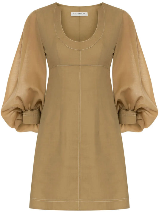 Puff-Sleeve Mini Dress