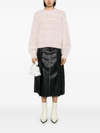 Contrast Stitching Midi Skirt