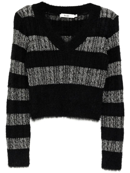 Striped Scarf Detail Knitted Top